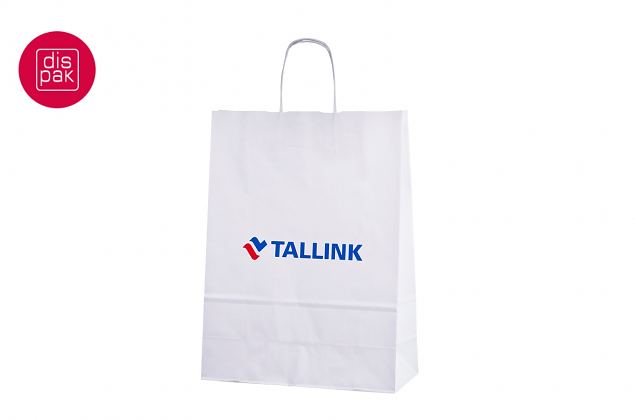 valkoinen ny�rik�densijallinen paperikassi painatuksella 