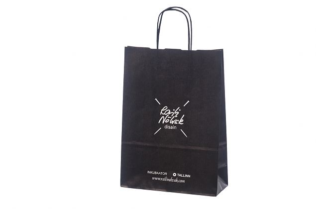 Hyvin suunnitellut, korkealaatuiset mustat paperikassit. Minimitilausm��r� omalla painatuksella a