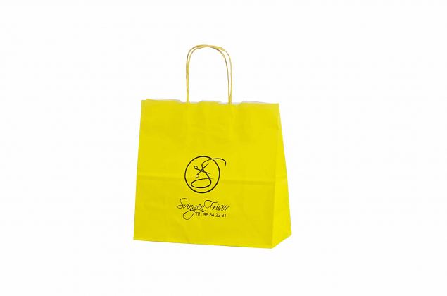 keltainen tyylik�s paperikassi logolla 