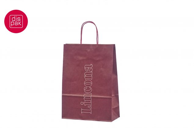 viinipunainen ny�rik�densijallinen paperikassi omalla painatuksella 