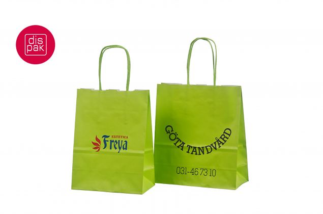 vaaleanvihre� ny�rik�densijallinen paperikassi painatuksella 