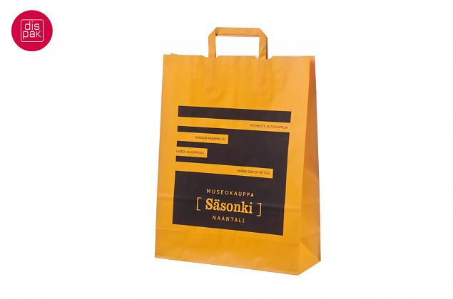 oranssit litte�kannikkeiset paperikassit omalla painatuksella 