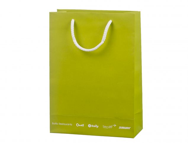 Lekkert utformet papirpose av h�y kvalitet. Velg mellom flere ulike st�rrelser. Minstebestilling m