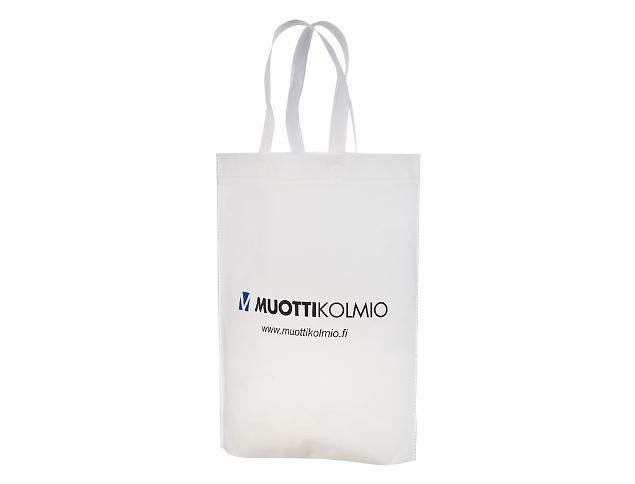 Veldesignede og praktiske hvide non-woven poser. Minimumordre p� bestillinger med personligt tryk 