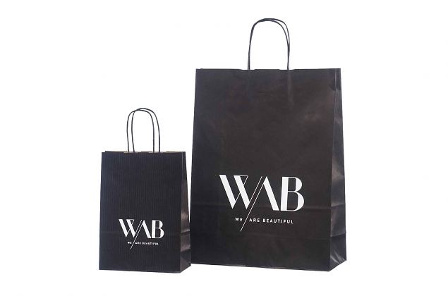 Kraftiga och h�llbara svarta papperskassar. Kan skr�ddarsys med personlig logga. Leverans till Sve