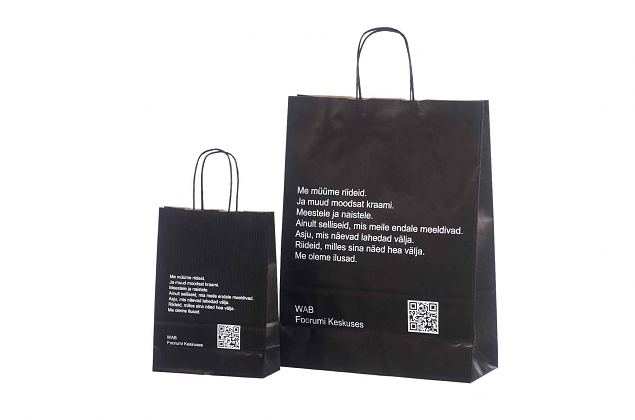 V�ldesignade och praktiska svarta papperskassar. Minsta orderantal med personligt tryck �r 50 st. 