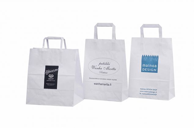 f�rdelaktiga vita papperskassar med logotyptryck 