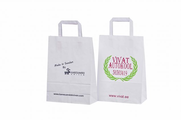 starka och f�rdelaktiga vita papperskassar med logotyptryck 