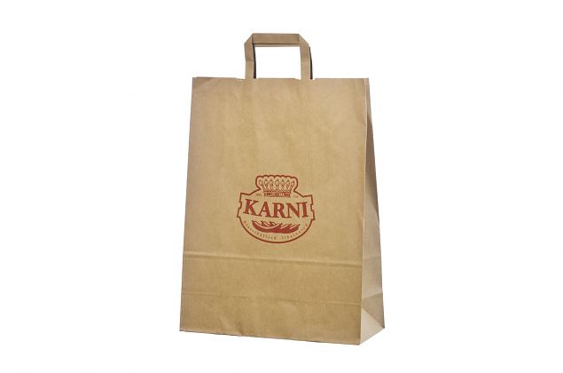 Stark, h�gklassig, ekologisk papperskasse med platta handtag. Minsta orderantal med personligt try