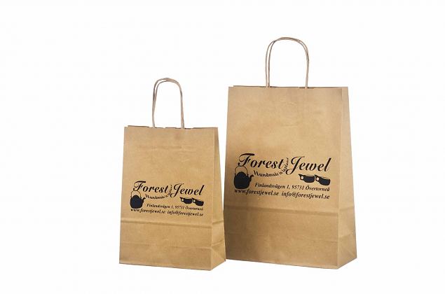 Kraftiga och h�llbara ekologiska papperskassar. Kan skr�ddarsys med personlig logga. Minsta ordera