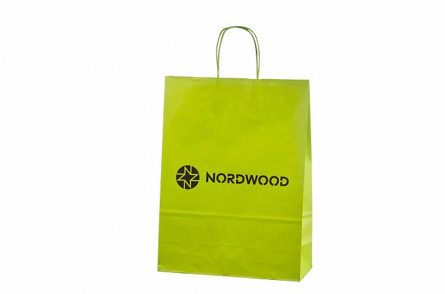 light green paper bag with personal print 