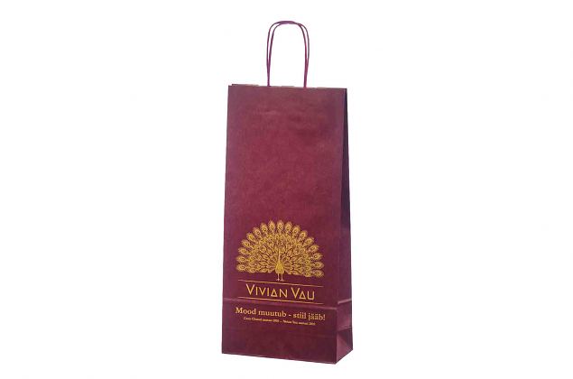 kraft paper bags for 1 bottle with logo 