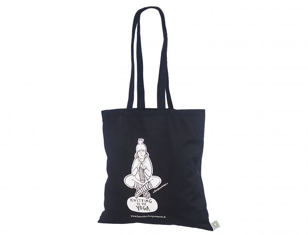 Sort organisk bomuldspose med personligt tryk. Minimumordre p� bestillinger med personligt tryk st