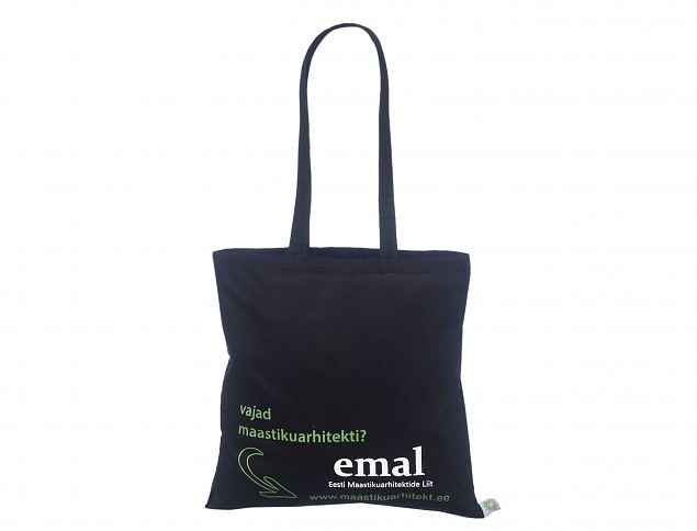 Hyvin suunnitellut mustat ekologiset kangaskassit kest�v�ll� laadulla. Minimitilausm��r� omalla pa