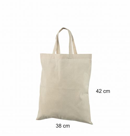 Edullinen luonnonv�rinen puuvillakassi lyhyill� kannikkeilla 