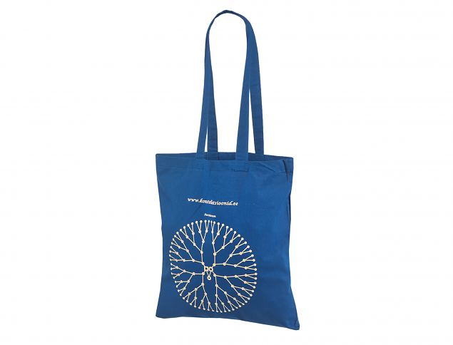 Logoga helesinist v�rvi riidest kott . Tr�kiga kottidele miinimum kogus alates 50 kotist. Helista