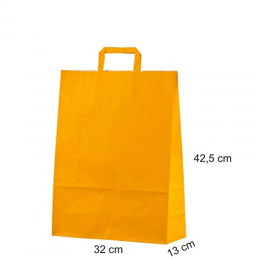 Oranssi litte�kahvallinen paperikassi 32x13x42,5 cm