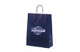 white paper bag with white handles | Galleri blue paper bag with logo print 
