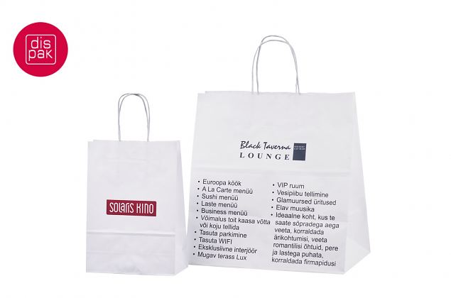 sangadega valge tr�kiga paberkott on eriti sobiv butiikidele 