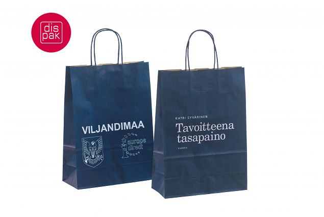 tr�kitud logoga sinised paberkotid 