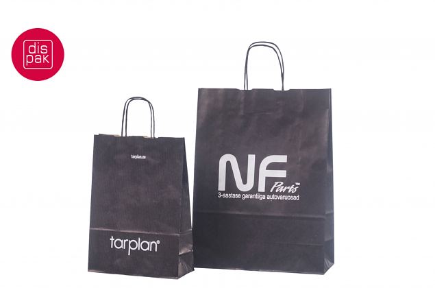 tr�kitud logoga mustad paberkotid 