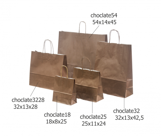 M�rkebrune papirsposer med snoet hank i h�j kvalitet