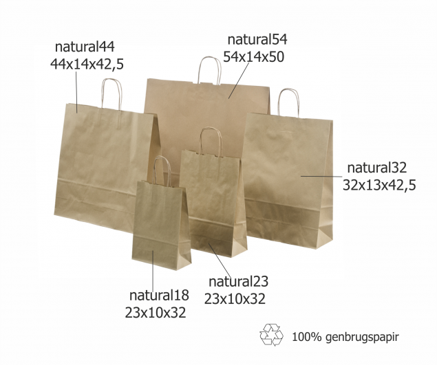 �kologiske papirsposer med fladt h�ndtag i h�j kvalitet